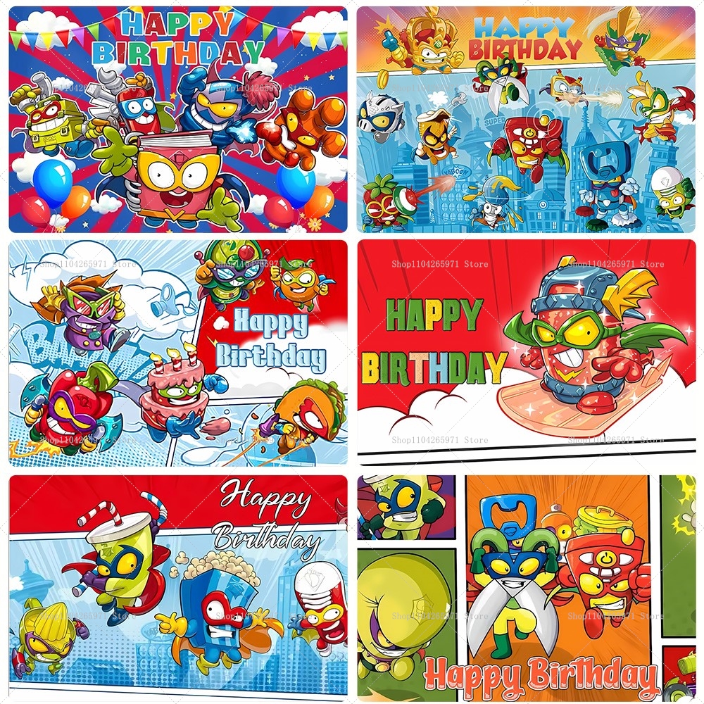 Baby Food Processor - Cartoon SuperZings Photography Backdrop Children Birthday