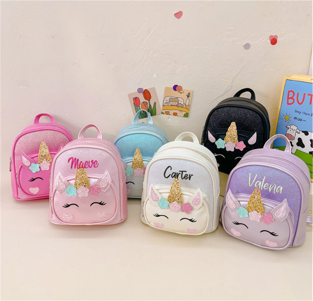 Baby Bag Nursery - Pink Unicorn Embroidered Backpack Custom Toddler