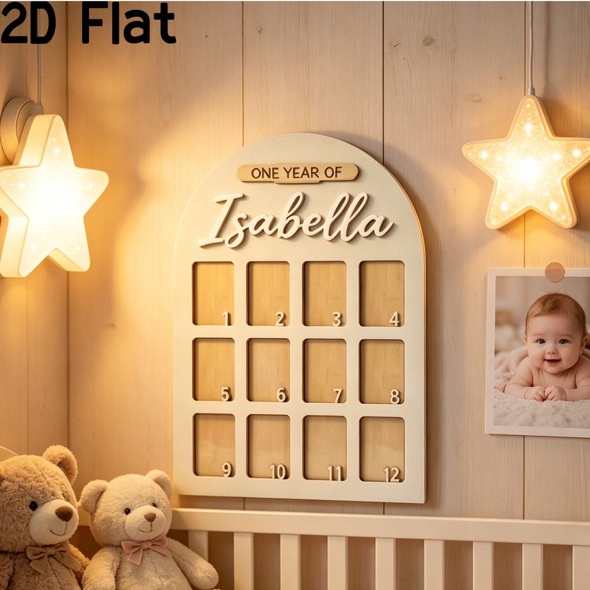 Baby Nursery In - 1Pc Custom Photo Record Board Wooden