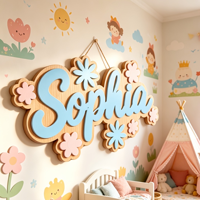 Baby Nursery In - Personalized Floral Themed Name Room Sign,