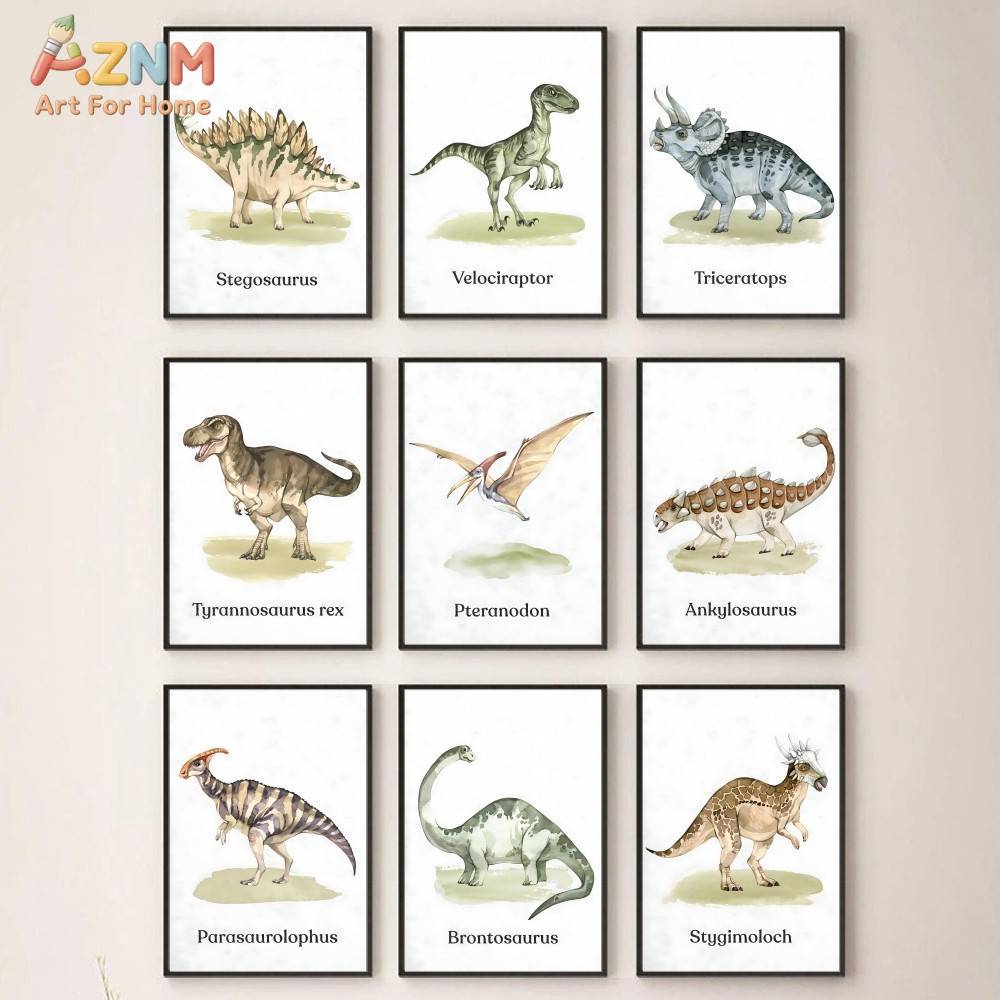 Baby Nursery Modern - AZNM Cute Cartoon Animal Canvas Wall