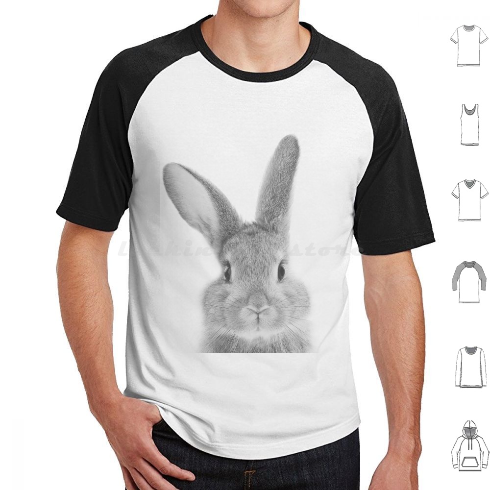 Baby Nursery Animal Prints - Rabbit Black White Art Print ,