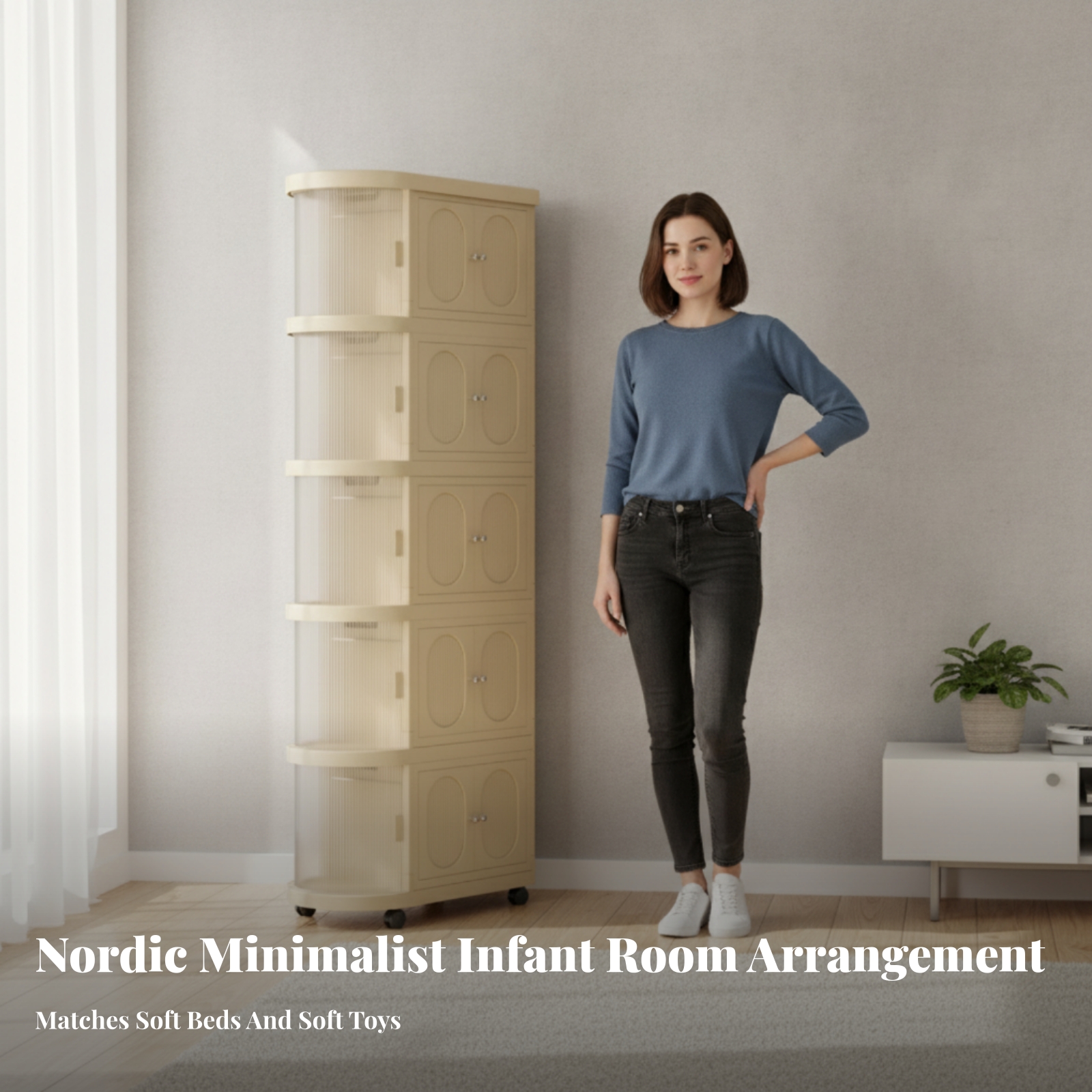 5-Tier Baby Cabinet Warm Beige – обзор и цена Baby Nursery Shelves