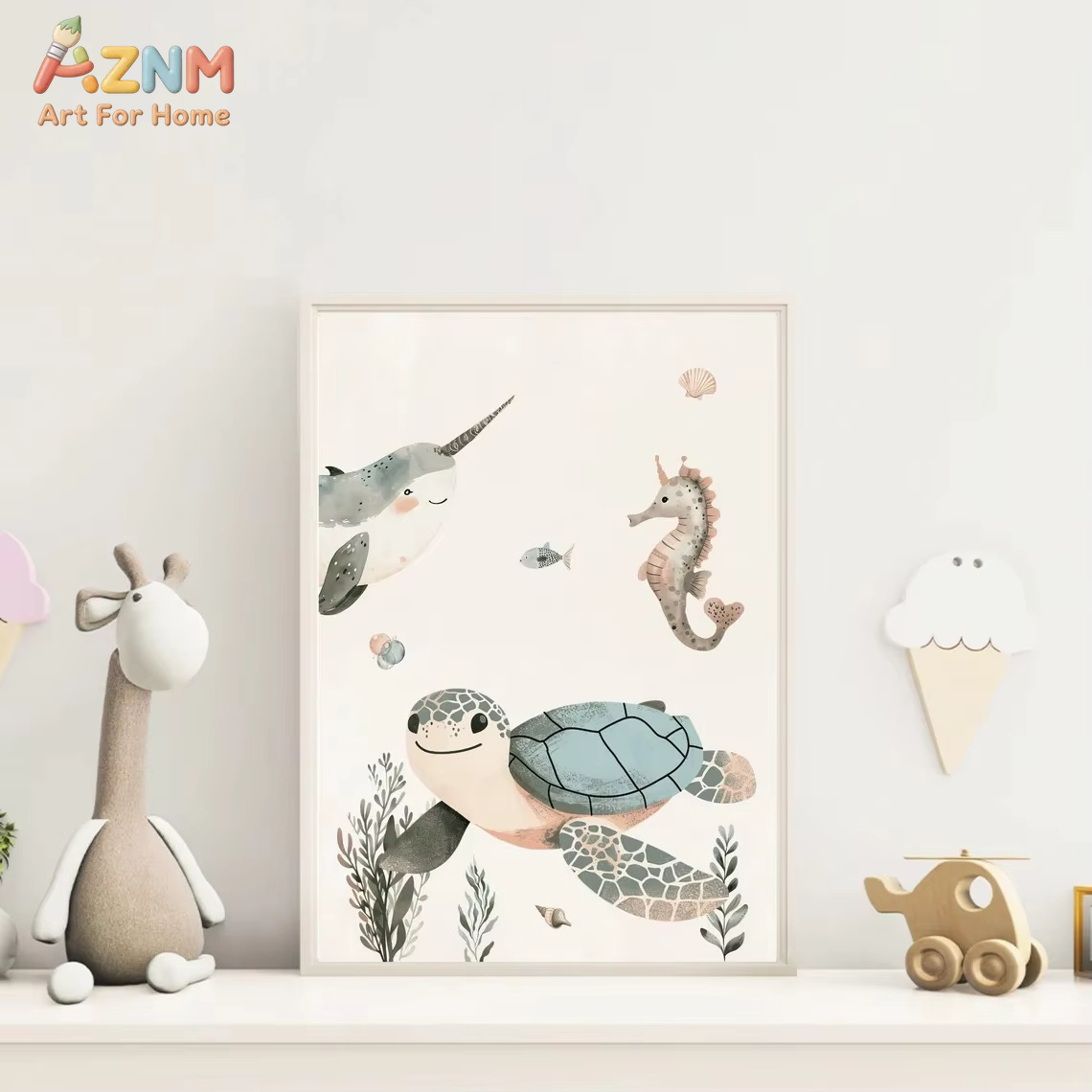 AZNM Watercolor Cute Ocean Ani – обзор и цена Baby Nursery Animal Prints