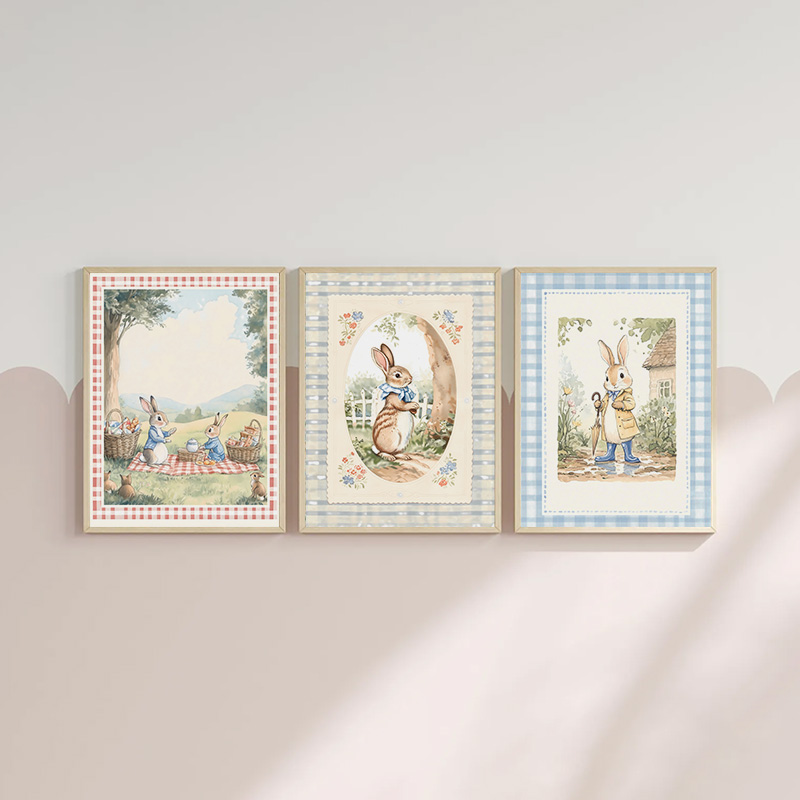 Vintage Boho Blue Plaid Rabbit – обзор и цена Baby Nursery Vintage Decor