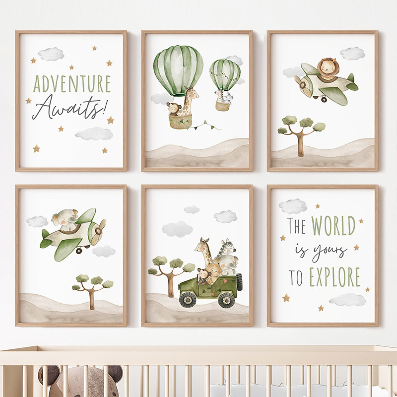 Hot Air Balloon Animals Poster – обзор и цена Baby Nursery Animal Prints