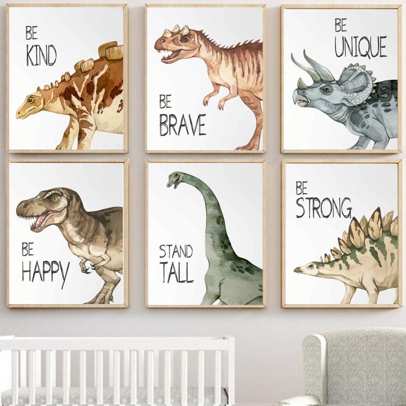 Watercolor Dinosaur Poster Nur – обзор и цена Baby Nursery Animal Prints