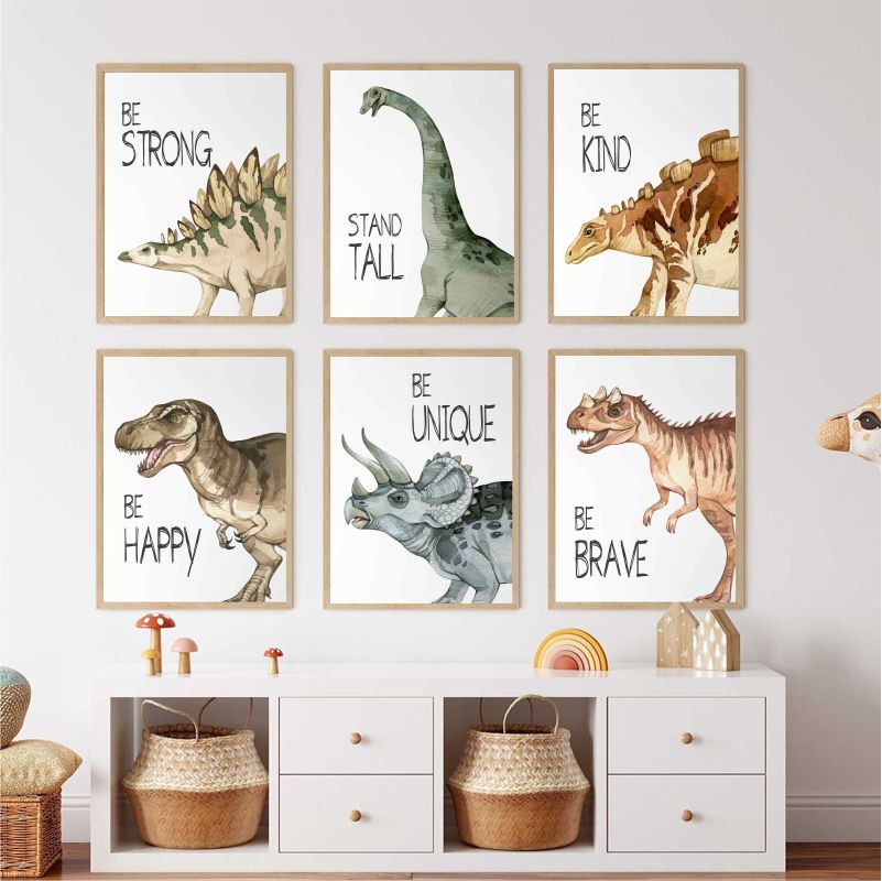 Watercolor Dinosaur Poster Nur – обзор и цена Baby Nursery Animal Prints
