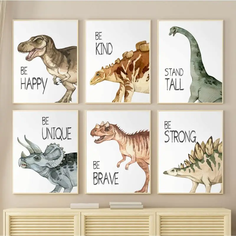 Watercolor Dinosaur Poster Nur – обзор и цена Baby Nursery Animal Prints