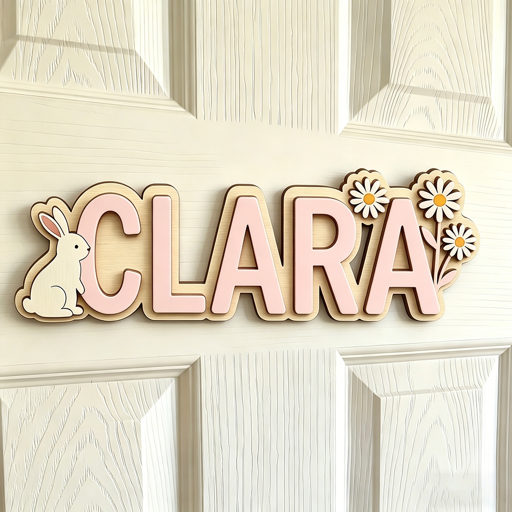 Custom Bunny & Daisy Kids Name – обзор и цена Baby Nursery In