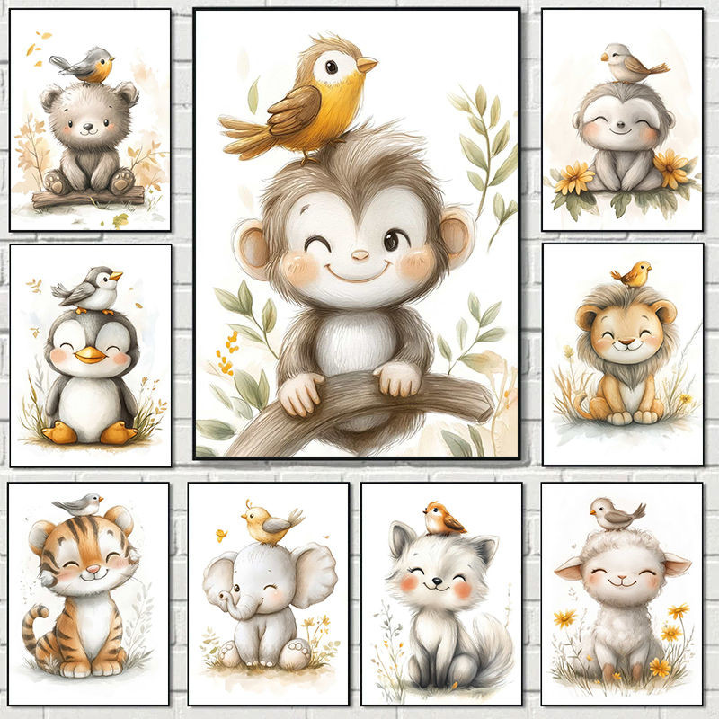 Boho Style Cartoon Animal Illu – обзор и цена Baby Nursery Animal Prints
