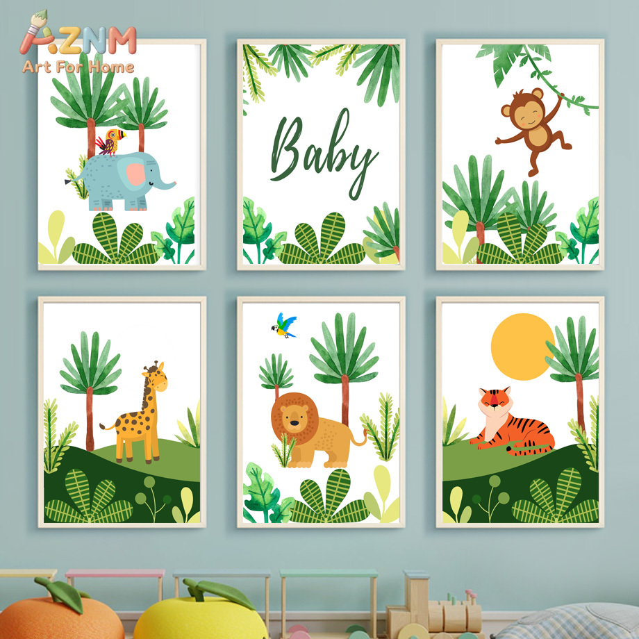 Cute Jungle Safari Nursery Wal – обзор и цена Baby Nursery Animal Prints
