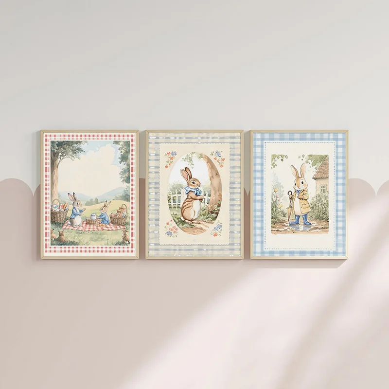 Vintage Boho Blue Plaid Rabbit – обзор и цена Baby Nursery Vintage Decor