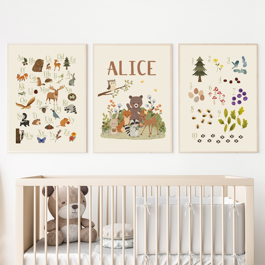 1pc frameless Cute Rabbit Fox  – обзор и цена Baby Nursery Animal Prints