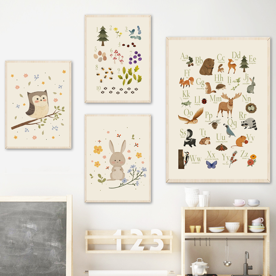 1pc frameless Cute Rabbit Fox  – обзор и цена Baby Nursery Animal Prints